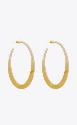 YSL Oval Curved Hoop Earrings In Metal And Enamel Aurii Albi | Romania_YSL25787