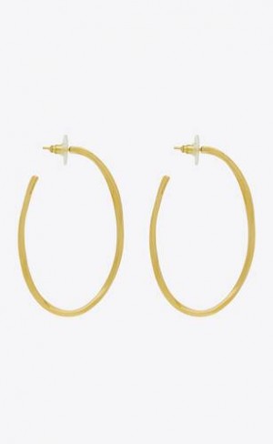 YSL Oval Hoop Earrings In Metal Aurii | Romania_YSL14880