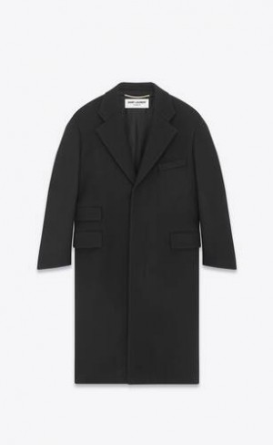 YSL Oversized Coat In Lână Negrii | Romania_YSL19678