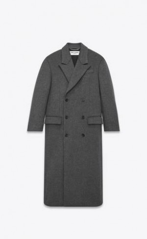 YSL Oversized Lână Gri Inchis | Romania_YSL93586