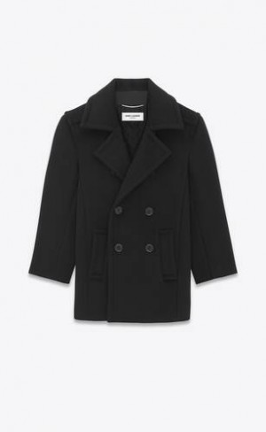 YSL Oversized Peacoat Lână Negrii | Romania_YSL35787