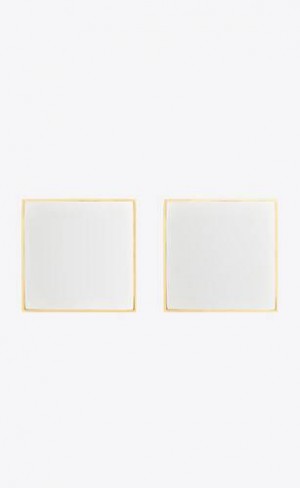 YSL Oversized Square Earrings In Metal Aurii Argintii | Romania_YSL50363