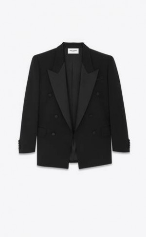YSL Oversized Tuxedo Grain De Poudre Negrii | Romania_YSL96230