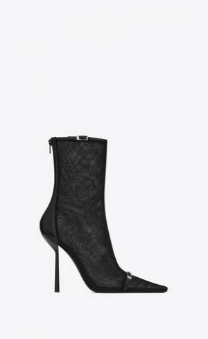 YSL Oxalis Booties In Mesh Negrii | Romania_YSL99223