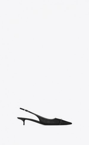 YSL Oxalis Slingback Pumps In Mesh Negrii | Romania_YSL40220