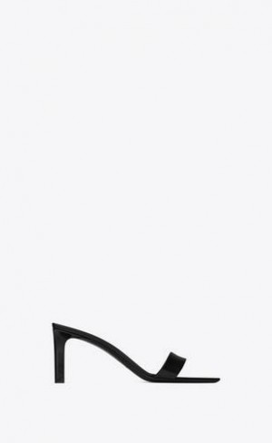 YSL Pam Mules In Glazed Piele Negrii | Romania_YSL87297