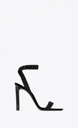 YSL Pam Sandals In Satin Crepe Negrii | Romania_YSL37126