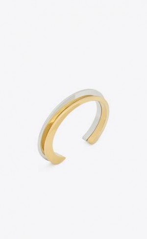 YSL Peaked Cuffs In Metal Aurii | Romania_YSL92340