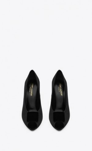 YSL Peep Pumps In Satin Crepe Negrii | Romania_YSL86550