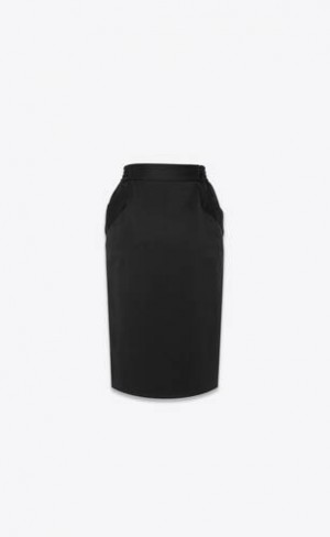 YSL Pencil Silk Satin Crepe Negrii | Romania_YSL32665