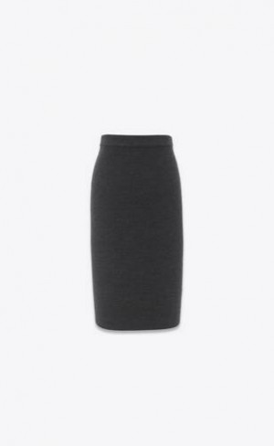 YSL Pencil Skirt In Cashmere, Lână And Silk Gri Inchis | Romania_YSL65979