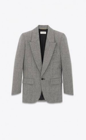 YSL Prince Of Wales Flannel Gri | Romania_YSL21316