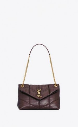 YSL Puffer Small In Crinkled Piele Rosii | Romania_YSL87521