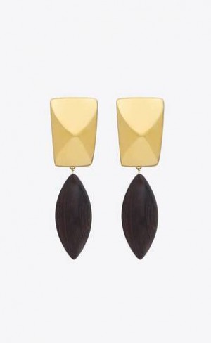 YSL Pyramid Earrings In Wood And Metal Maro Aurii | Romania_YSL97627