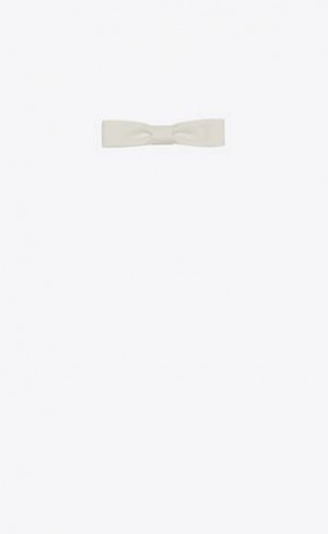 YSL Rectangular Bow Tie In Bumbac Poplin Albi | Romania_YSL92185