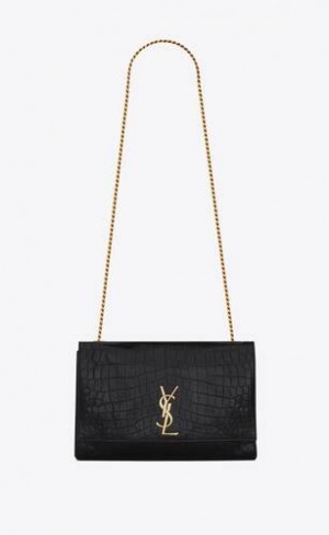 YSL Reversible Kate In Crocodile-embossed Piele Gri Maro | Romania_YSL10806