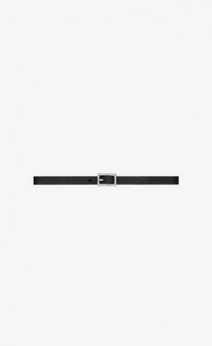 YSL Rhinestone Cu Catarama Choker In Piele And Metal Negrii | Romania_YSL87241
