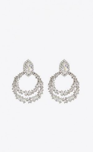 YSL Rhinestone Knocker Earrings In Metal Argintii | Romania_YSL59310
