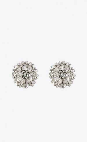 YSL Rhinestone Snowflake Earrings In Metal Argintii Deschis | Romania_YSL37272