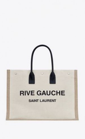 YSL Rive Gauche Large Tote Bag In Printed Panza And Piele Albi | Romania_YSL98866