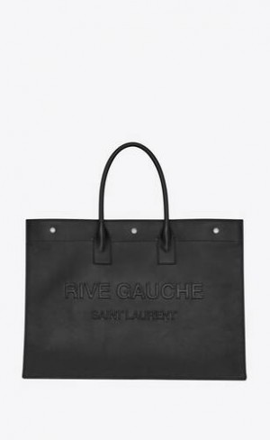 YSL Rive Gauche Large Tote Bag In Smooth Piele Negrii | Romania_YSL34282