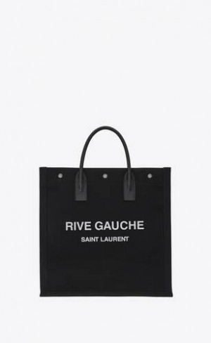 YSL Rive Gauche North/South Tote Bag In Printed Panza And Piele Negrii | Romania_YSL71930