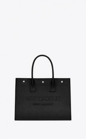 YSL Rive Gauche Small Tote Bag In Smooth Piele Negrii | Romania_YSL22539
