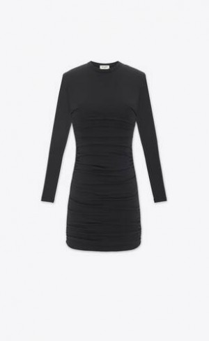 YSL Ruched Lână Jersey Negrii | Romania_YSL30354