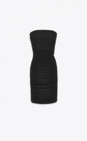 YSL Ruched Strapless Knit Negrii | Romania_YSL57279