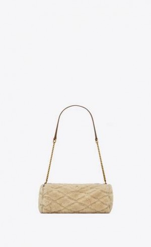 YSL Sade Mini Tube Bag In Matlasat Shearling And Piele Intoarsa Bej Albastru Deschis | Romania_YSL81930