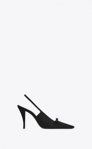 YSL Sadie Slingback Pumps In Crepe De Chine Negrii | Romania_YSL69914