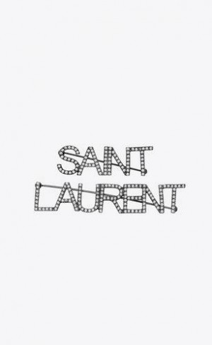 YSL Saint Laurent Brooches In Brass And Crystal Argintii | Romania_YSL52383