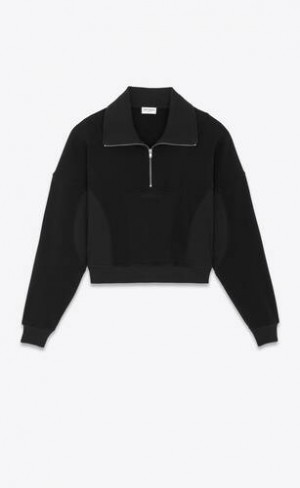 YSL Saint Laurent Cropped Sweatshirt Negrii | Romania_YSL55797
