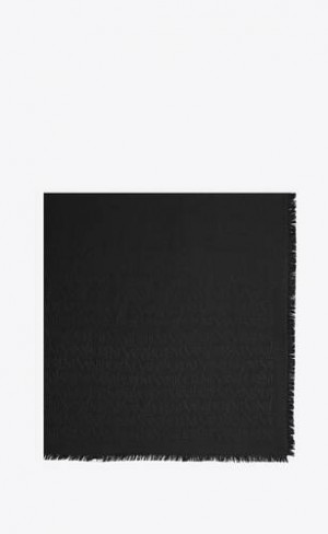 YSL Saint Laurent Large Square Scarf In Silk And Lână Jacquard Negrii | Romania_YSL49592