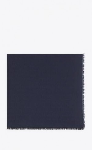 YSL Saint Laurent Large Square Scarf In Jacquard Negrii Albastri | Romania_YSL46522