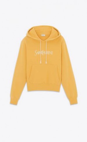 YSL Saint Laurent Oversized Hoodie Galbeni Bej | Romania_YSL99409