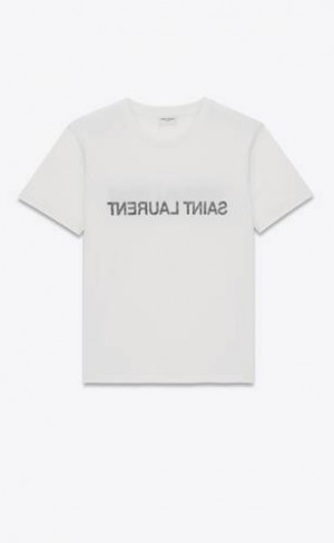 YSL Saint Laurent Reverse T-shirt Albi | Romania_YSL56788