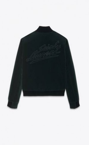 YSL Saint Laurent Teddy Jacket In Bumbac Velvet Negrii | Romania_YSL68311