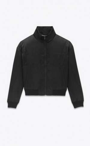 YSL Saint Laurent Teddy Jacket In Satin Negrii | Romania_YSL21373