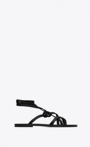 YSL Santo Sandals In Smooth Piele Negrii | Romania_YSL93536