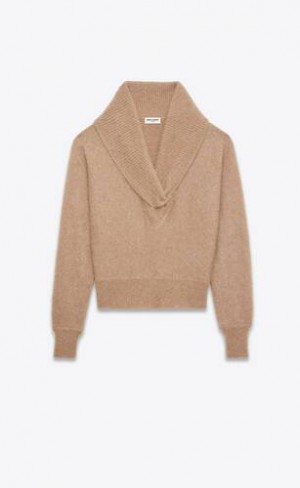 YSL Shawl-neck Pulovere In Mohair Maro | Romania_YSL83758