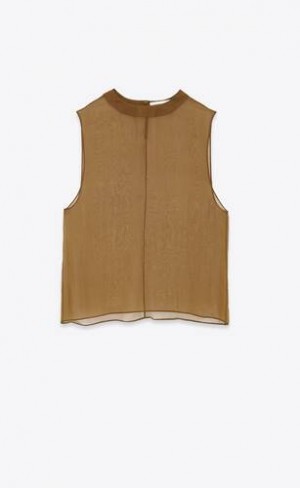 YSL Sheer Tank Silk Muslin Maro | Romania_YSL69999