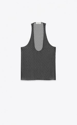 YSL Sheer Tank Silk Muslin Negrii | Romania_YSL34816