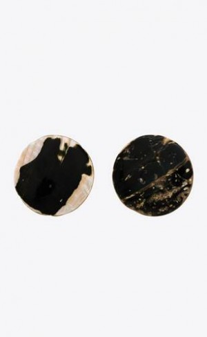 YSL Shell Earrings In Mother Of Pearl And Metal Albi Negrii | Romania_YSL34534