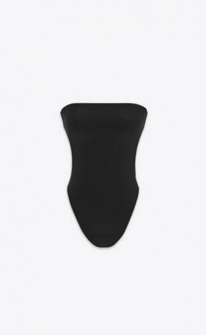 YSL Shiny Strapless Cut-out Swimsuit Negrii | Romania_YSL47071