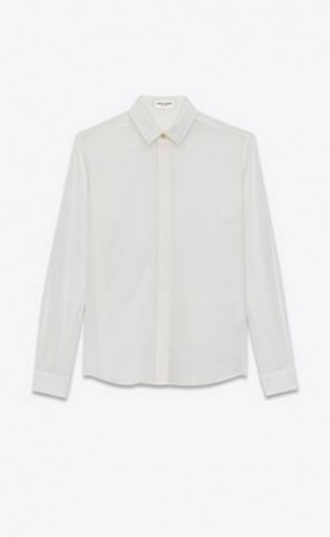 YSL Shirt In Silk CrêPe Albi | Romania_YSL57799