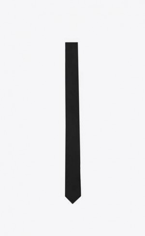 YSL Signature Evening Slab Tie In Black Silk Grosgrain Negrii | Romania_YSL65405