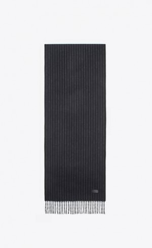 YSL Signature In Dungi Scarf In Cashmere And Lână Jacquard Negrii Albi | Romania_YSL79461