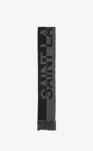 YSL Signature Saint Laurent Scarf In Lână Knit Negrii Gri Inchis | Romania_YSL19493