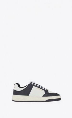YSL Sl/61 Low-top Sneakers In Perforated Piele Albi Negrii | Romania_YSL38942